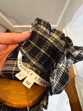 Veronica Beard Black & Ivory Plaid Blouse